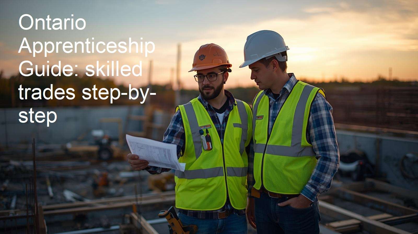 Ontario Apprenticeship Guide: Journeyperson mentoring an apprentice on a construction site in Ontario