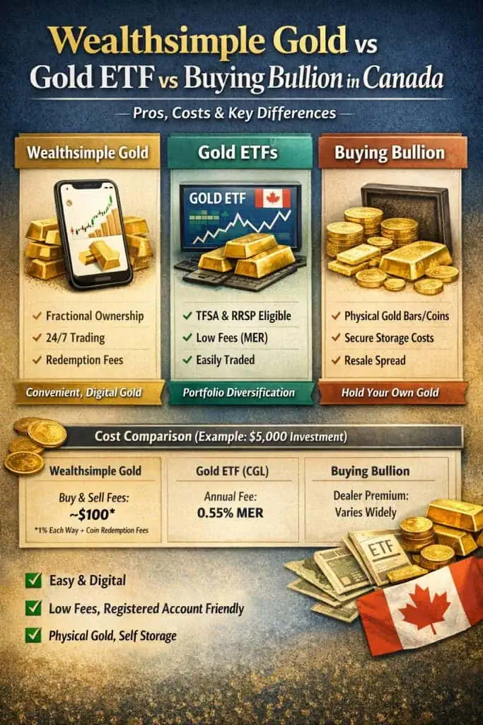 Wealthsimple Gold vs gold ETF vs bullion in Canada