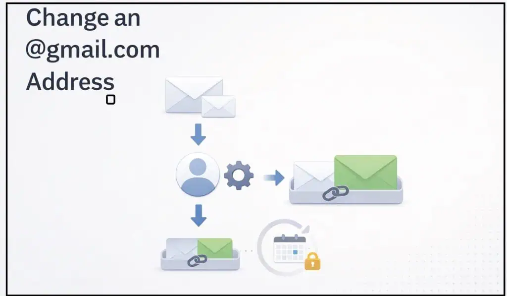 Email address change process diagram, online account management, Learn Ontario educational platform.