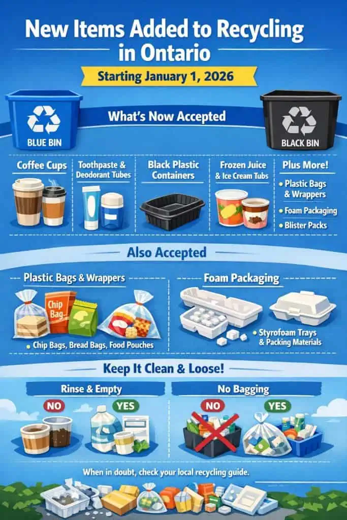 New items added to recycling in Ontario (2026): what you can toss in now
